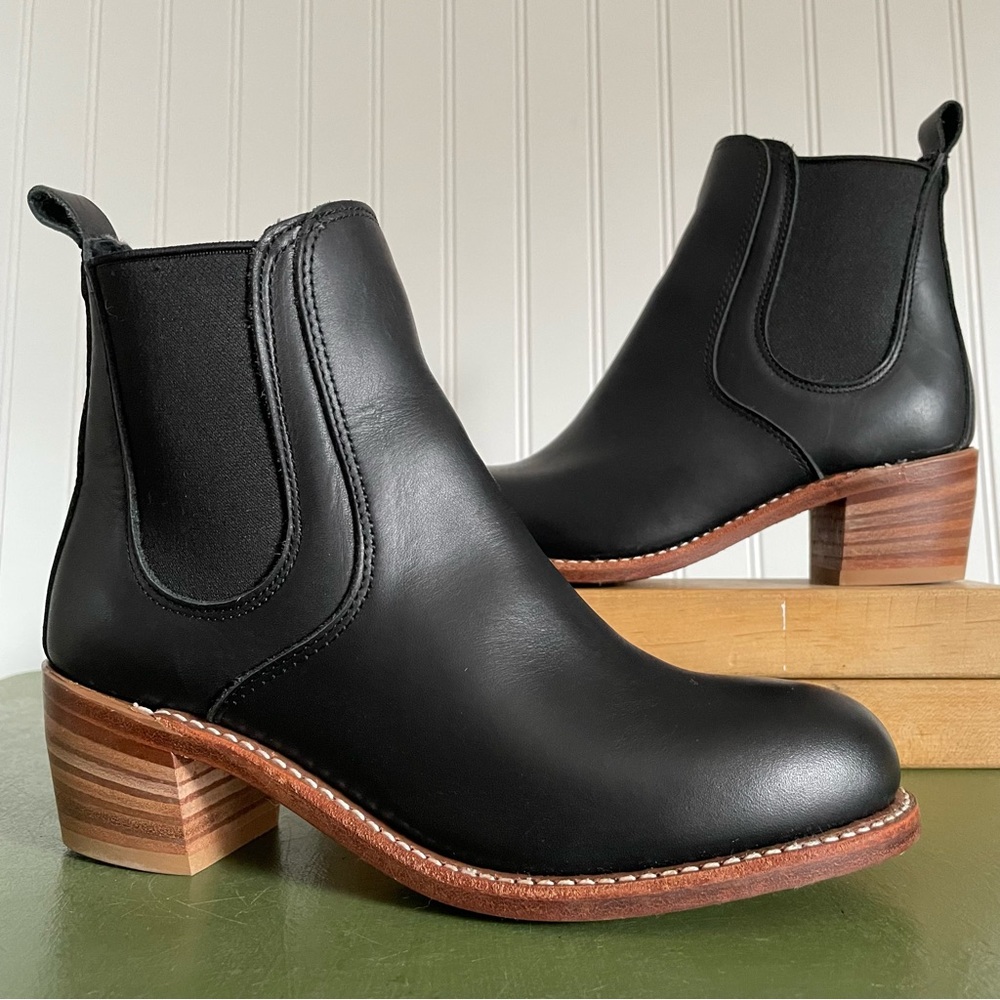 Red Wing Shoes Black Leather Chelsea Heeled Boots